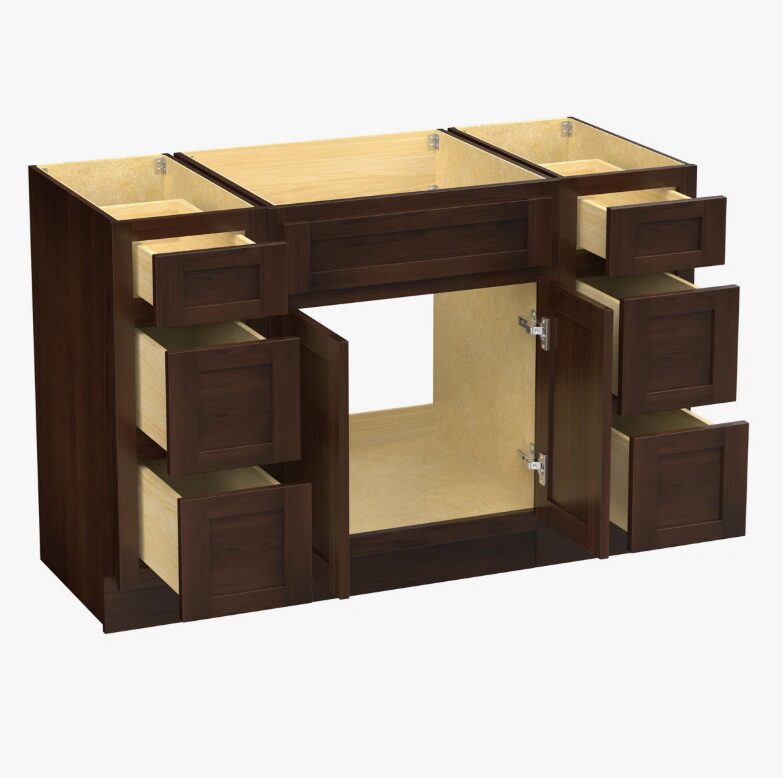 3 Espresso Shaker Vanity Base Cabinet with Large Soft-Close Storage Drawers