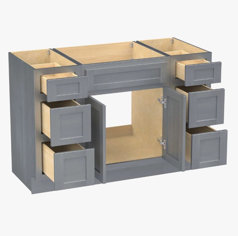 3 Classic Gray Shaker Vanity Base Cabinet with Large Soft-Close Storage Drawers