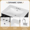 3 Spacious Storage Black Bathroom Vanity with Soft-Close Drawers & Single Cabinet Door