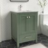 3 Modern Sage Green Bathroom Vanity with Double Soft-Close Doors & Large Storage Drawer