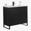 Industrial Style Black Bathroom Vanity with Split Storage Zones & Full Soft-Close Hardware