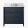 3 Large Storage Fluted Navy Bathroom Vanity with Full Soft-Close Solid Wood Drawers