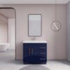 Luxury Gloss Navy Bathroom Vanity with Split Storage Zones & Soft-Close System