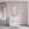 Minimalist Gloss White Bathroom Vanity with Separate Storage Zones & Full Soft-Close System