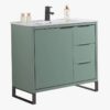 Contemporary Green Bathroom Vanity with Full Soft-Close Hardware & Adjustable Interior Shelf