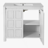 3 36" Rustic White Shaker Bathroom Vanity Cabinet with Vintage Distressed Wood Finish