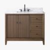 3 Contemporary Reeded Wood Bathroom Vanity with Split Storage & Full Anti-Slam Soft-Close Hardware