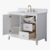 Contemporary Reeded Wood Bathroom Vanity with Split Storage Layout & Full Anti-Slam Soft-Close Hardware