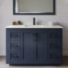 48" Modern Navy Shaker Vanity Cabinet with Matte Black Bar Pulls & Symmetric Multi-Drawer Storage