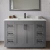 Transitional Dark Gray Single Sink Bathroom Vanity with Full Soft-Close Hardware & Solid Pine Drawer Boxes