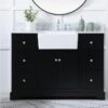 3 Transitional Matte Black Farm Vanity with Soft-Close Hardware & Natural Marble Countertop