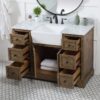 3 Transitional Rustic Oak Freestanding Bathroom Vanity with Soft-Close Hardware & Natural Marble Countertop