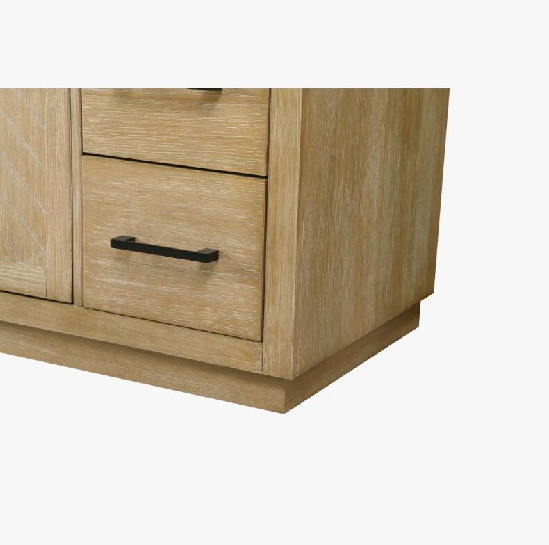 3 Transitional Light Oak Single Sink Vanity with Full Soft-Close Hardware & Solid Wood Drawer Boxes