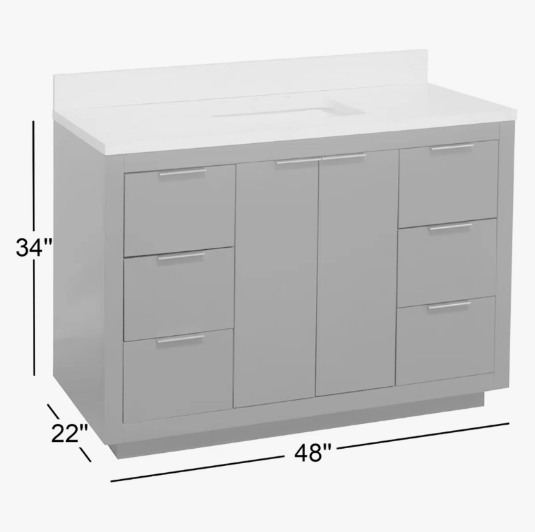 Contemporary Navy Single Sink Vanity with Full Soft-Close Hardware & Spacious Interior Storage