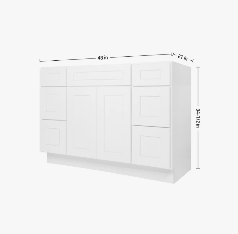 Freestanding Recessed Panel Vanity Cabinet Base for Custom Sink Countertop