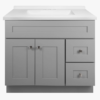 3 Modern Grey Shaker Bathroom Vanity Soft Close Drawers Spacious Split Storage Design