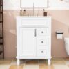 Classic White Bathroom Vanity with Soft Close Drawers Multi-Zone Storage & Decorative Wood Legs