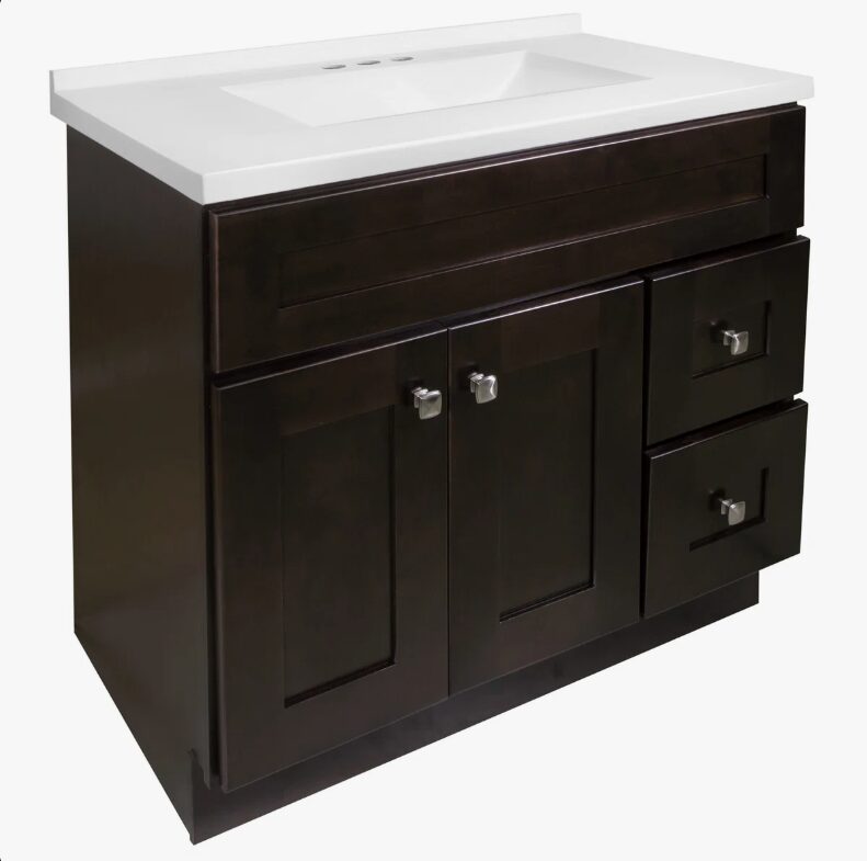 Classic Shaker Espresso Bathroom Vanity Soft Close Drawers Spacious Organized Storage