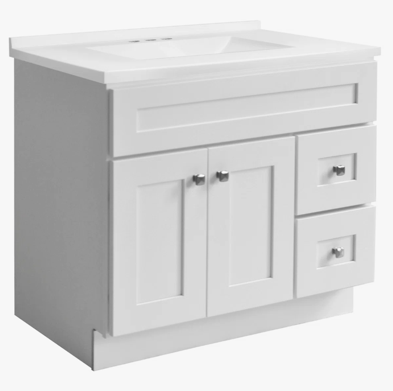 3 Classic White Shaker Bathroom Vanity Soft Close Drawers Large Split Storage Layout