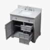 3 Coastal Style Grey Louver Bathroom Vanity Soft Close Drawers Multi-Zone Storage Cabinet