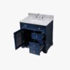 Coastal Navy Louver Bathroom Vanity Soft Close Drawers Multi-Zone Storage Layout