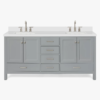 Modern Shaker Grey Double Sink Vanity Soft Close Drawers & Flexible Cabinet Storage Layout