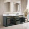 3 Traditional Sage Green Double Sink Vanity Soft Close Drawers & Spacious Side Cabinet Storage