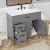 3 Cottage Style Grey Beadboard Bathroom Vanity Soft Close Drawers Split Organized Storage Layout