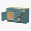 3 Vibrant Teal Shaker Vanity Base Cabinet with Multi-Zone Storage for Bathroom Remodel