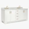72" Freestanding White Double Bathroom Vanity with Symmetrical Storage Layout