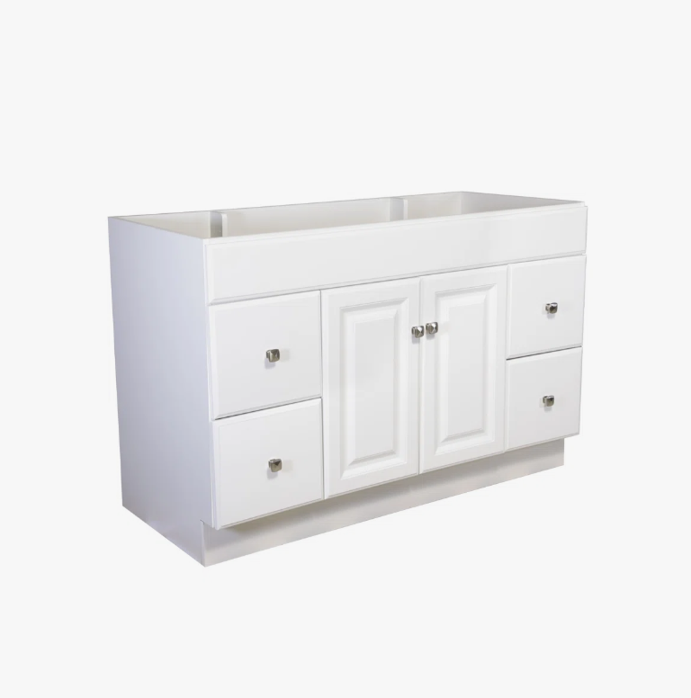 Classic White Raised Panel Vanity Base with Drawer & Cabinet Storage for Bathroom Remodel