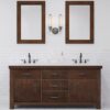 72 Inch Rustic Distressed Wood Double Sink Bathroom Vanity with Carrara Marble Countertop & Matte Iron Pulls