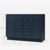 Spacious Navy Shaker Double Vanity Base with Multi-Drawer Storage for Master Bath Renovation