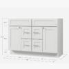 4 48" Freestanding Recessed Panel Double Vanity Base for Custom Countertop