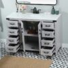 4 Modern Farmhouse Grey Single Vanity with Massive Drawer Storage for Guest & Main Bath