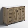 4 Rustic Barn Door Bathroom Vanity Cabinet with Drawer Storage & Quartz Top