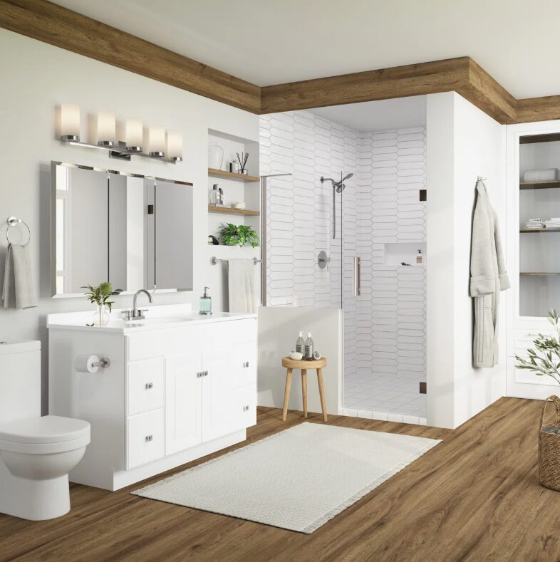 Classic White Raised Panel Vanity Base with Drawer & Cabinet Storage for Bathroom Remodel
