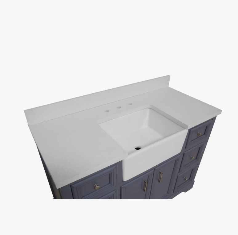 Modern Farmhouse Dark Gray Apron Vanity with Large Storage for Bathroom Remodel