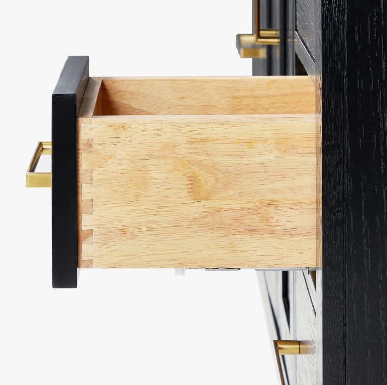 Contemporary Black Wood Vanity Base with Dovetail Drawers for Bathroom Renovation