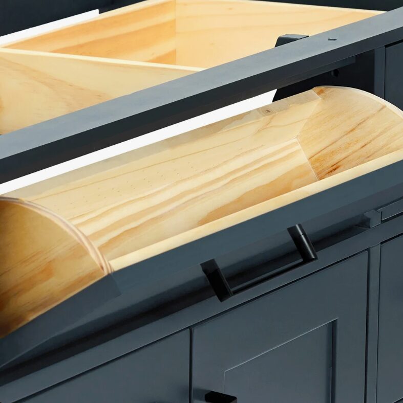 Modern Navy Solid Wood Vanity Base with Dovetail Drawers for Bathroom Remodel