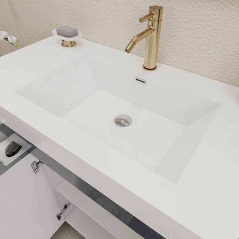 4 Luxury Dark Grey Gloss Vanity Cabinet with Soft-Close Storage for Modern Bathroom Renovation