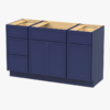 Spacious Navy Double Sink Vanity Base Cabinet with Full Soft-Close Storage for Master Bath Remodel