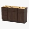 Spacious Dark Walnut Double Sink Vanity Base with Full Soft-Close Storage for Master Bathroom Renovation