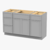 Neutral Light Gray Double Sink Vanity Base Cabinet with Full Soft-Close Storage for Master Bath Remodel