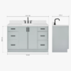 4 Modern Light Gray Bathroom Vanity with Black Pulls & Multi Compartment Soft-Close Storage