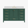 Luxury Dark Green Bathroom Vanity with Gold Pulls & Massive Soft-Close Storage