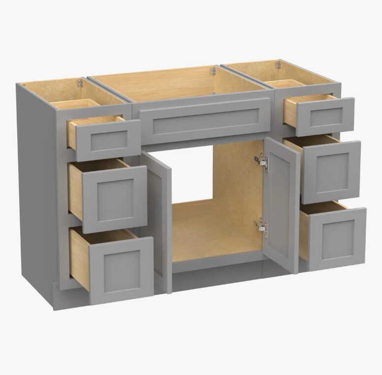 Light Gray Shaker Vanity Base Cabinet with Spacious Silent Soft-Close Storage