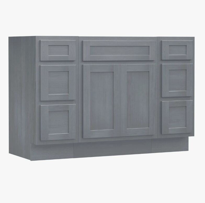 4 Classic Gray Shaker Vanity Base Cabinet with Large Soft-Close Storage Drawers