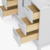 4 Minimalist White Bathroom Vanity with Silver Hardware, Spacious Soft-Close Storage & Marble Top
