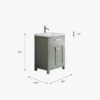 Modern Sage Green Shaker Bathroom Vanity with Single Drawer & Double Storage Doors